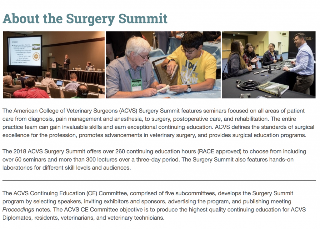 ACVS Surgery Summit 2018 The Veterinary Map